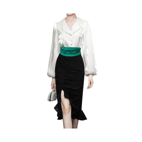 Women's Waist Cover Wide Strap Imitation Silk Tie Double Loop Decorated Bow💕 - Picture 5 of 9